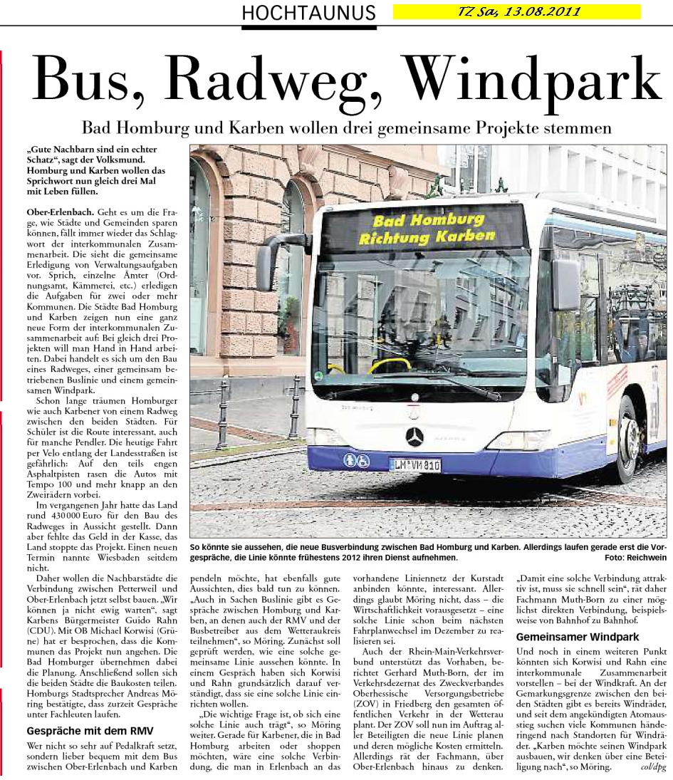 Busverbindung Bad Homburg - Karben